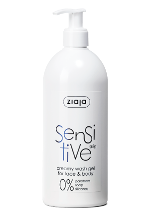 Sensitive skin wash gel for face and body